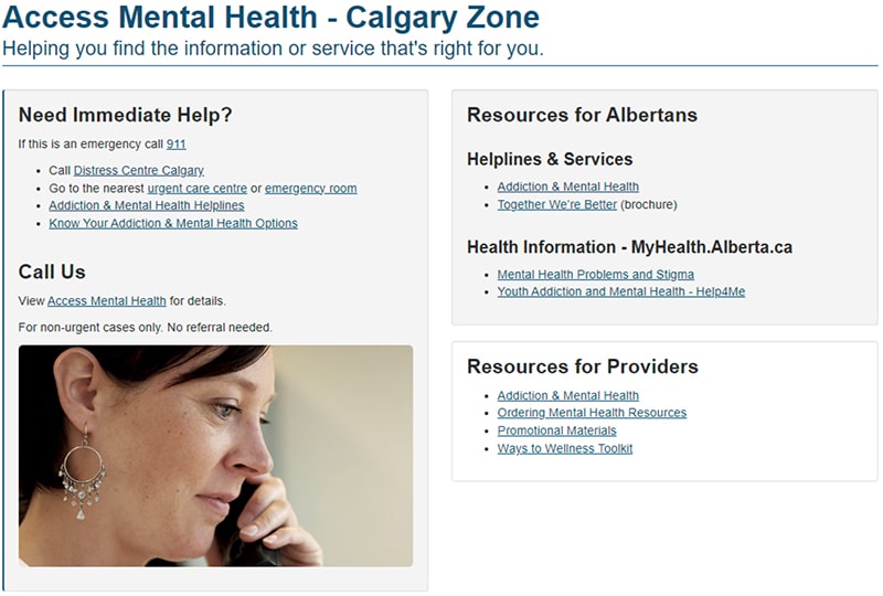 access mental health calgary